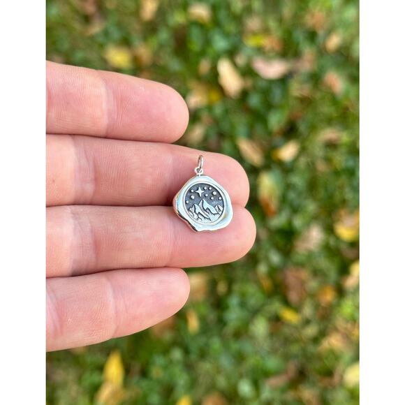 Sterling Silver Mountain Wax Seal Charm - Picture 2 of 5